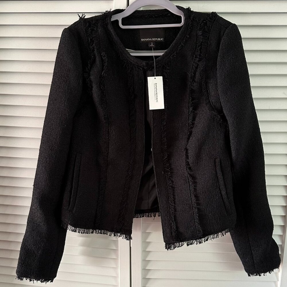 Banana Republic collarless fitted jacket tweed NWT